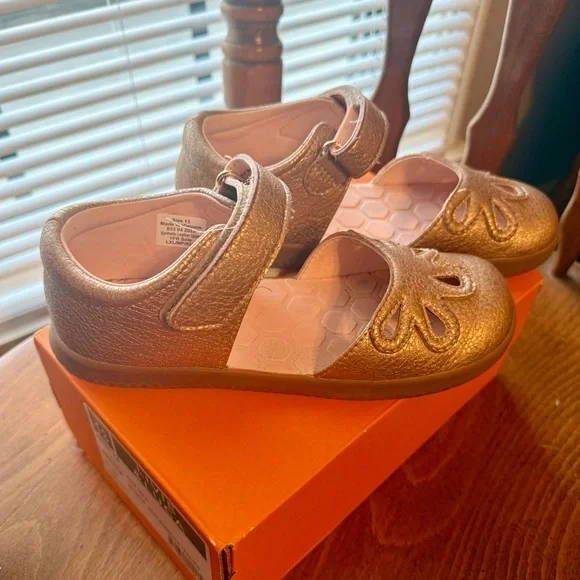 Livie & Luca Metallic Gold Kids Dress Shoes - Picture 2 of 4